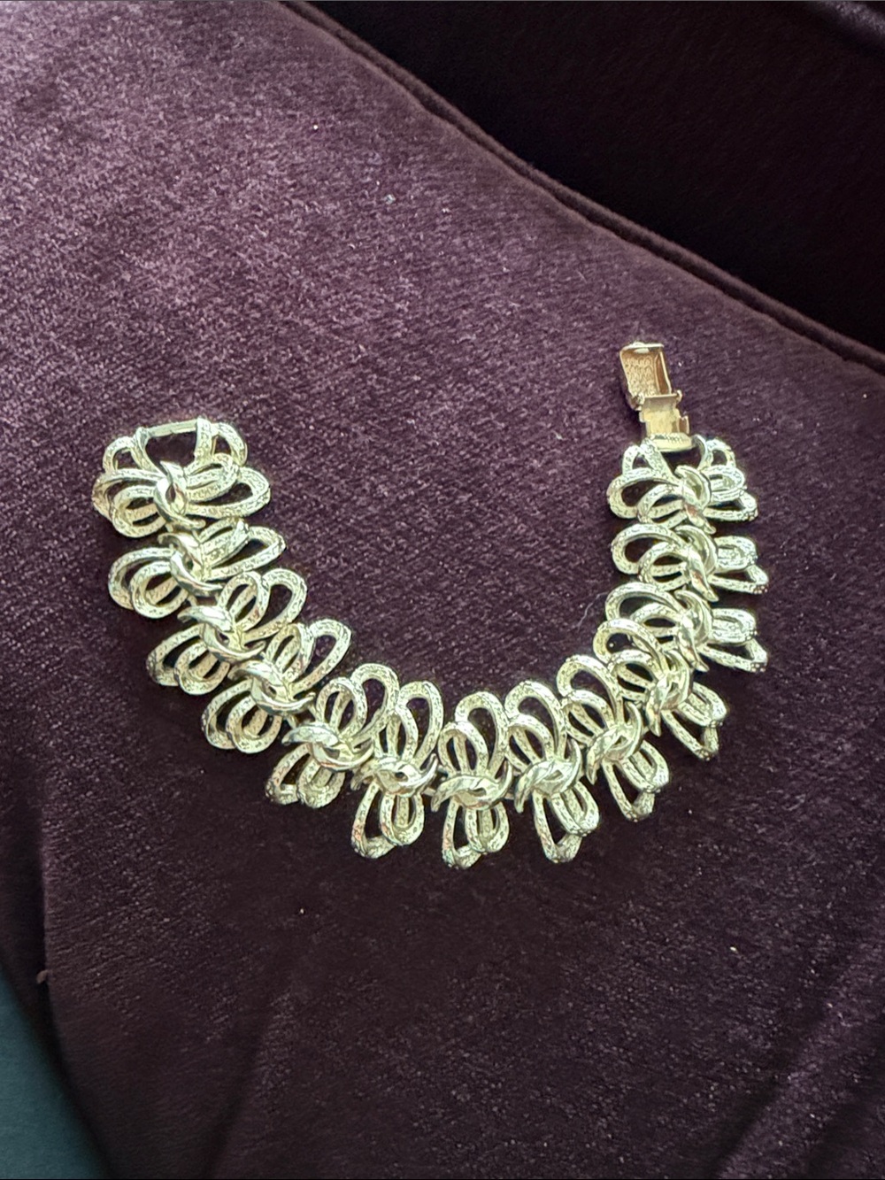 Gold Floral Loop Statement Bracelet - Women's Decorative Link Bracelet
